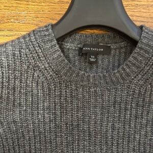 Ann Taylor Wool Blend Charcoal Crewneck Shaker Knit Sweater